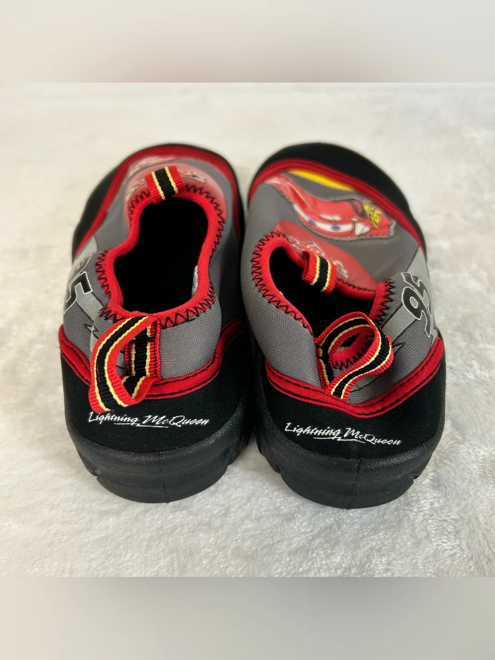Disney Pixar Cars Kids Boys Water Shoes Size 13 Black Lightning McQueen Slip On